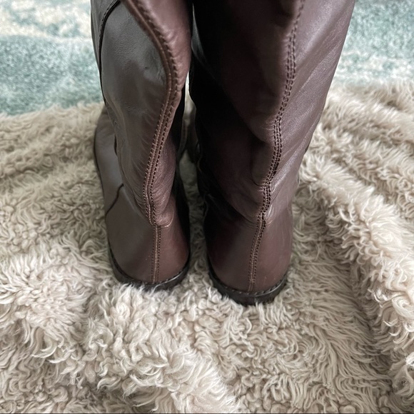 Coach Maely Brown Leather Boots Q1560 - Picture 3 of 6